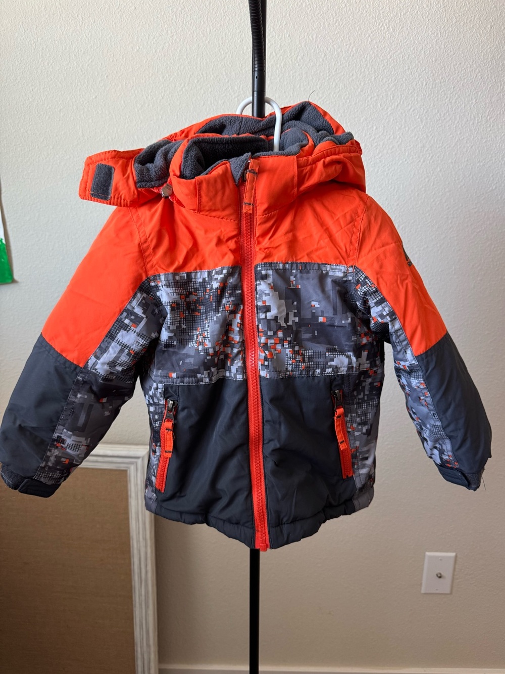Snozu Orange and Gray Fleece-Lined Kids Jacket